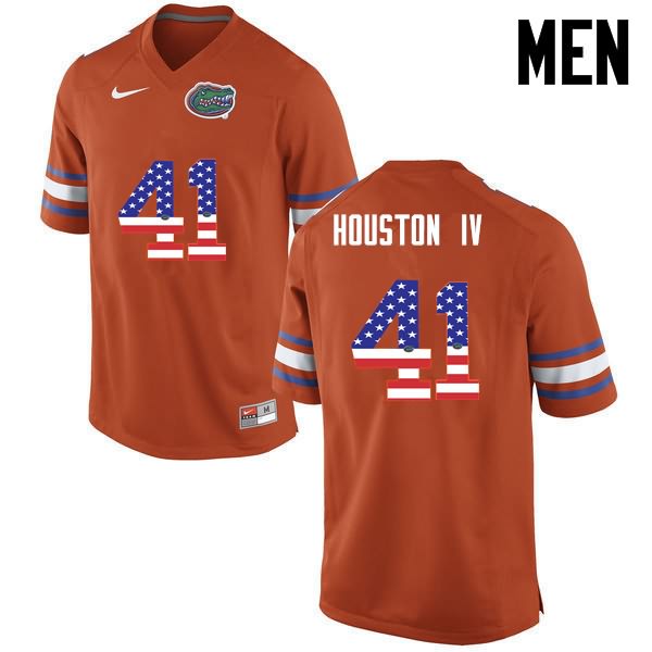 Men's NCAA Florida Gators James Houston IV #41 Stitched Authentic USA Flag Fashion Nike Orange College Football Jersey KFW7865UR